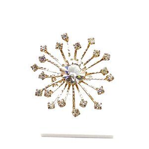 Vintage Rhinestone Starburst Brooch Pin